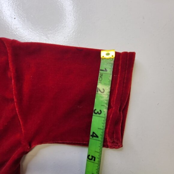 Red Velvet Crop Top Short Sleeve for Petite Women, Teens - XS/S - Picture 7 of 10